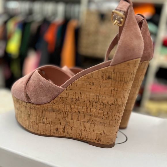 Steve Madden Blush Colored Cork Wedge Sandals - Picture 6 of 8